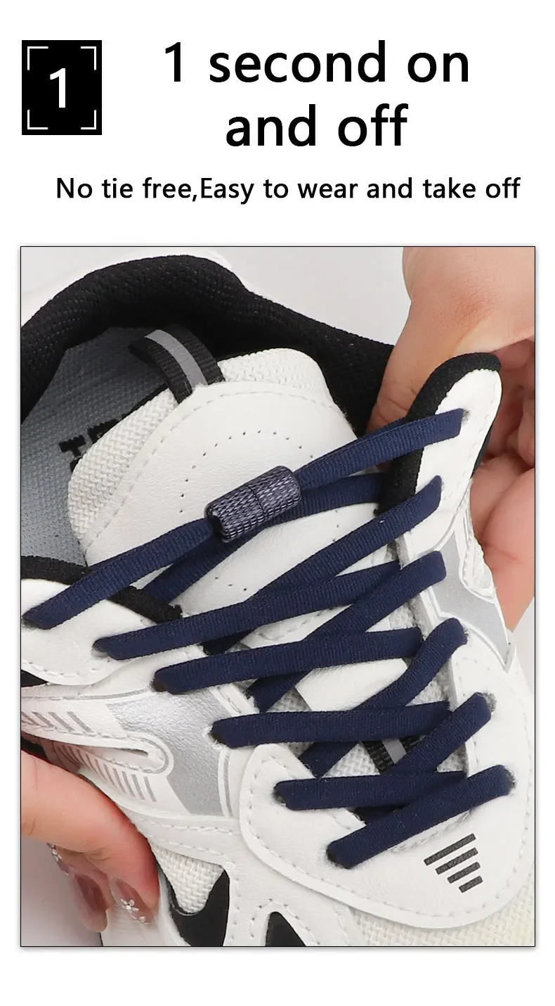 No tie Shoelace Elastic laces Sneakers Tennis Stretchy Lazy Round Shoelaces without ties Kids Adult Shoes Accessories 1Pair