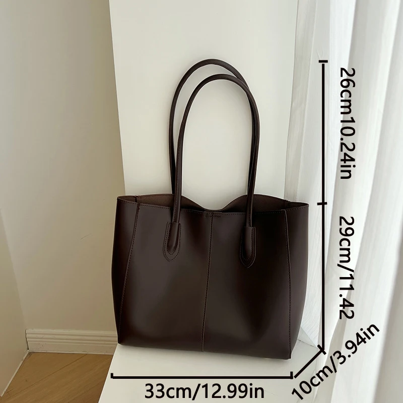 Vintage Women's Tote Bag, New Korean Version, Large Capacity, Simple Commuting Bag, Fashionable and Versatile, Single Shoulder B