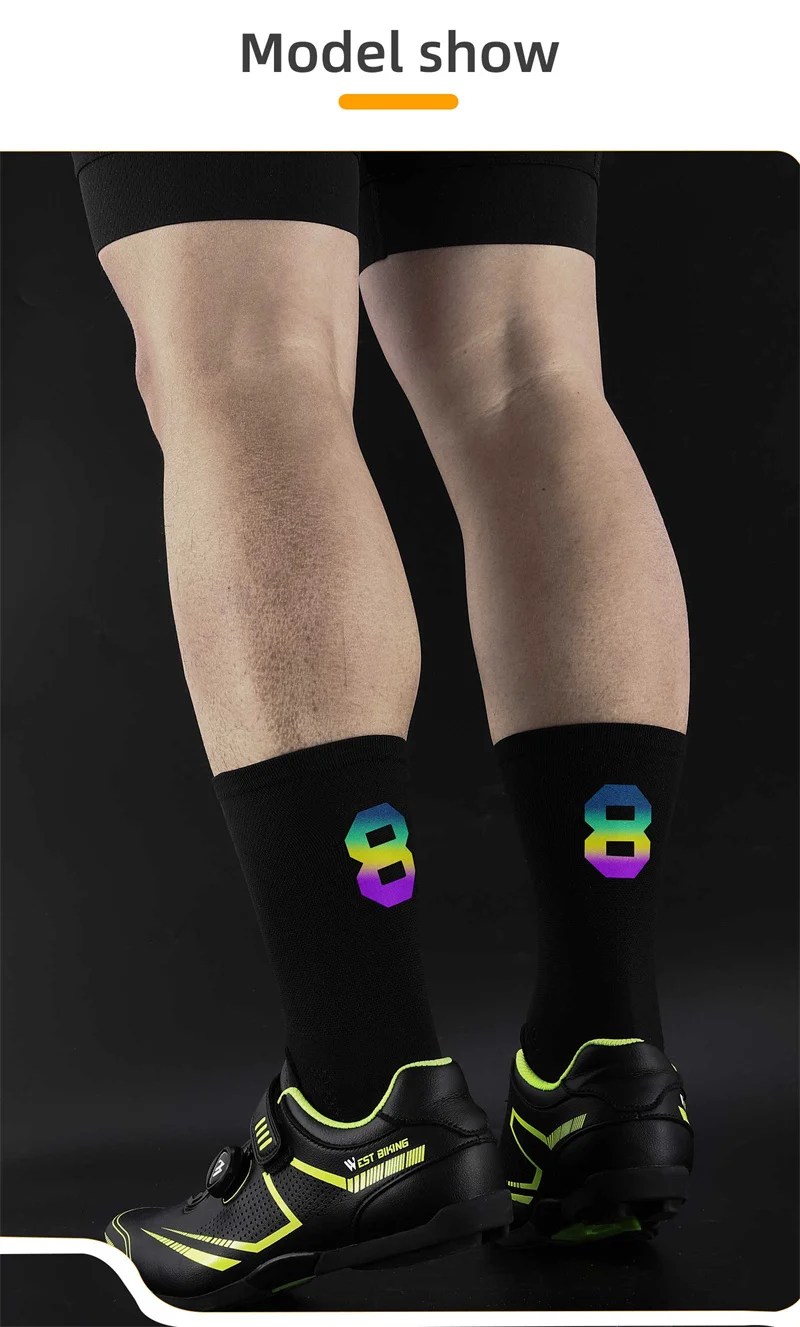 WEST BIKING Professional Cycling Breathable Socks Bicycle Racing Compression Socks Men Soccer Basketball Sports Reflective Socks