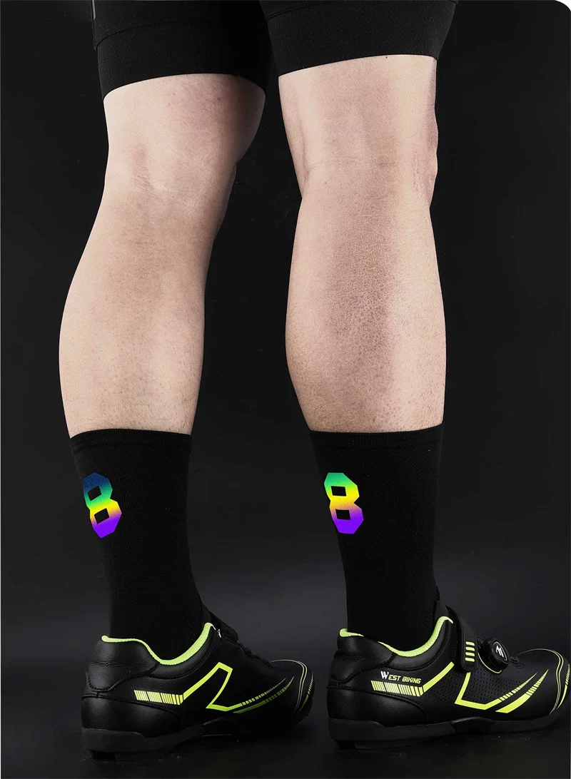 WEST BIKING Professional Cycling Breathable Socks Bicycle Racing Compression Socks Men Soccer Basketball Sports Reflective Socks