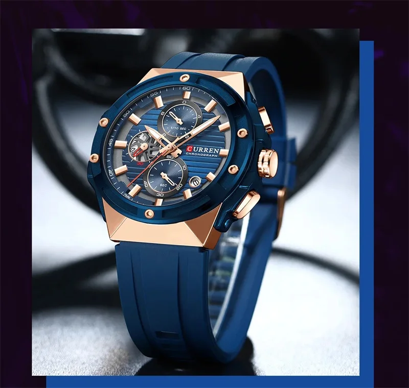 CURREN Luxury Factory Watch Men Calendar Sport Military Male Clock Brand Luxury Origianl PU Leather Steel Band Wristwatch 8208