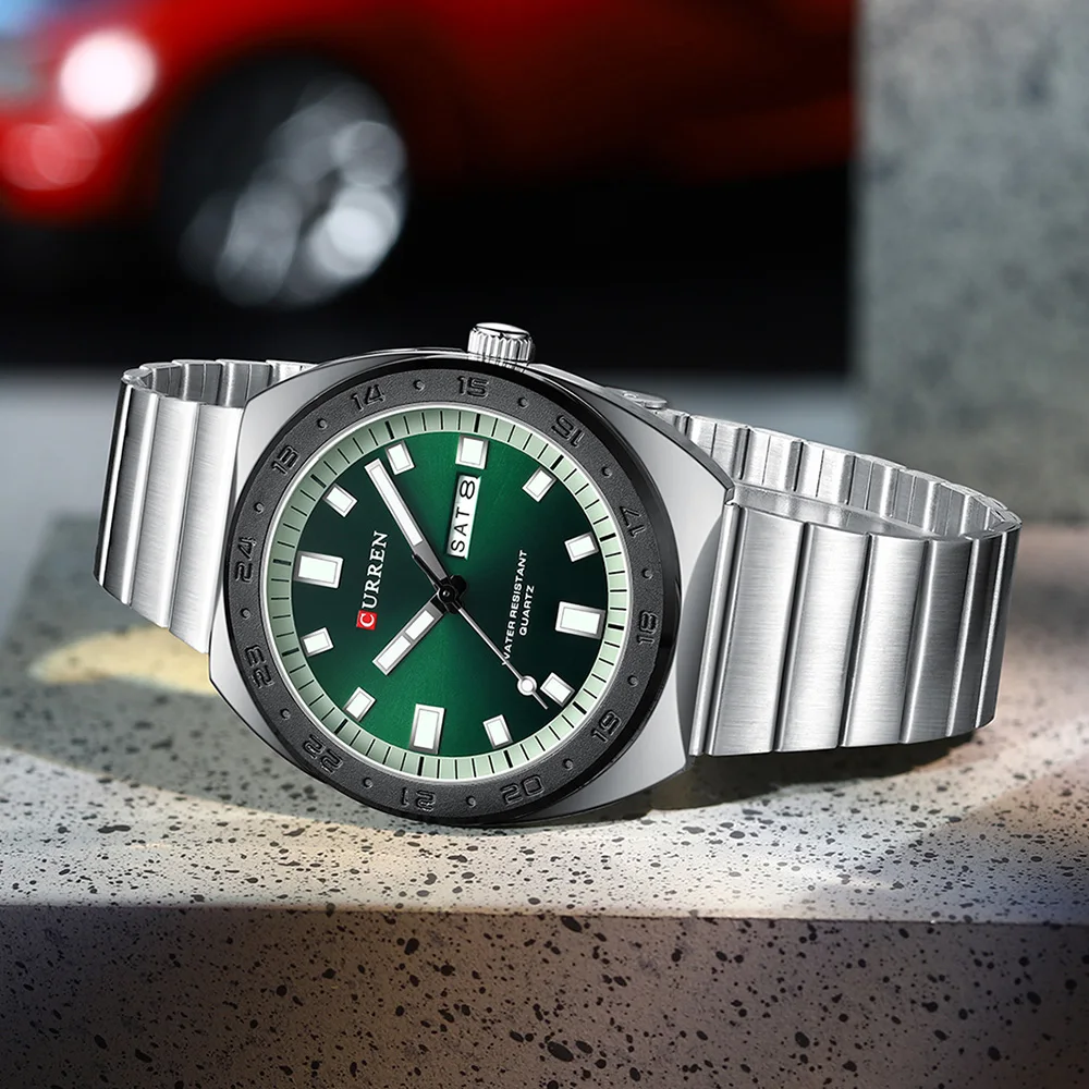 CURREN Luxury Factory Watch Men Calendar Sport Military Male Clock Brand Luxury Origianl PU Leather Steel Band Wristwatch 8208