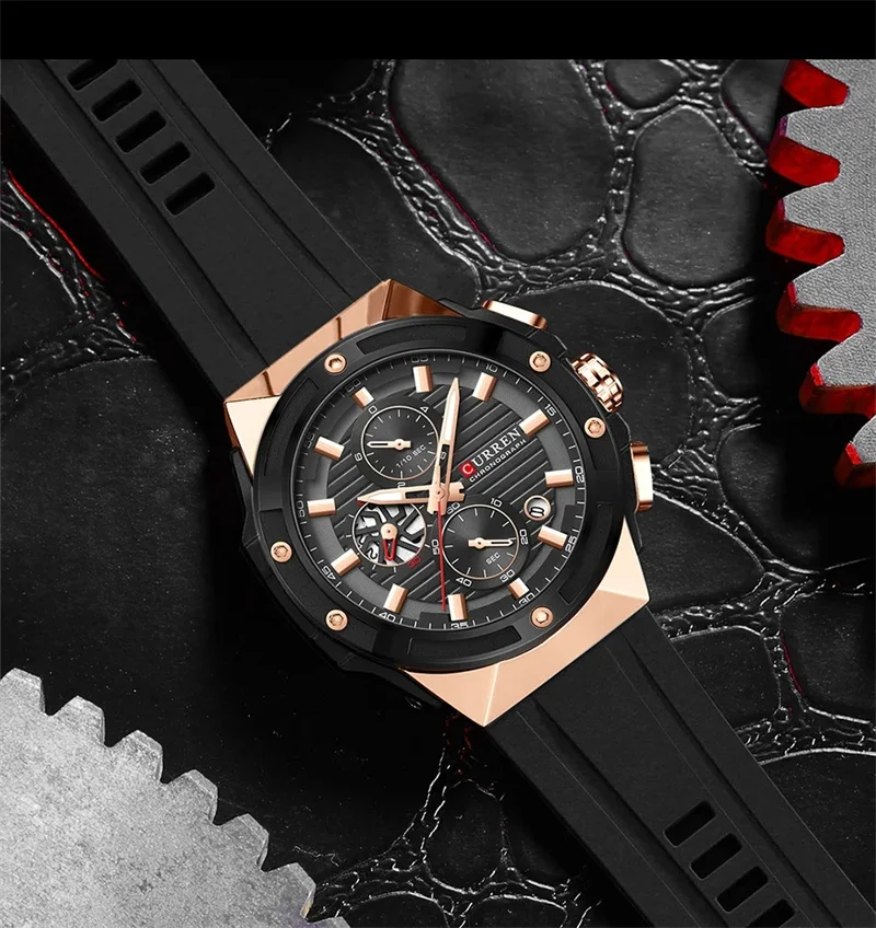 CURREN Luxury Factory Watch Men Calendar Sport Military Male Clock Brand Luxury Origianl PU Leather Steel Band Wristwatch 8208