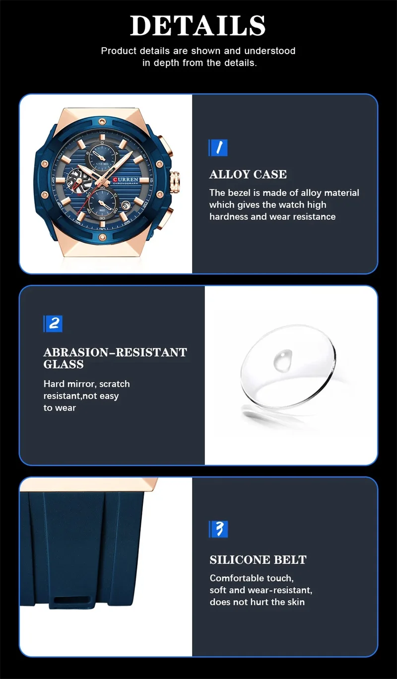 CURREN Luxury Factory Watch Men Calendar Sport Military Male Clock Brand Luxury Origianl PU Leather Steel Band Wristwatch 8208
