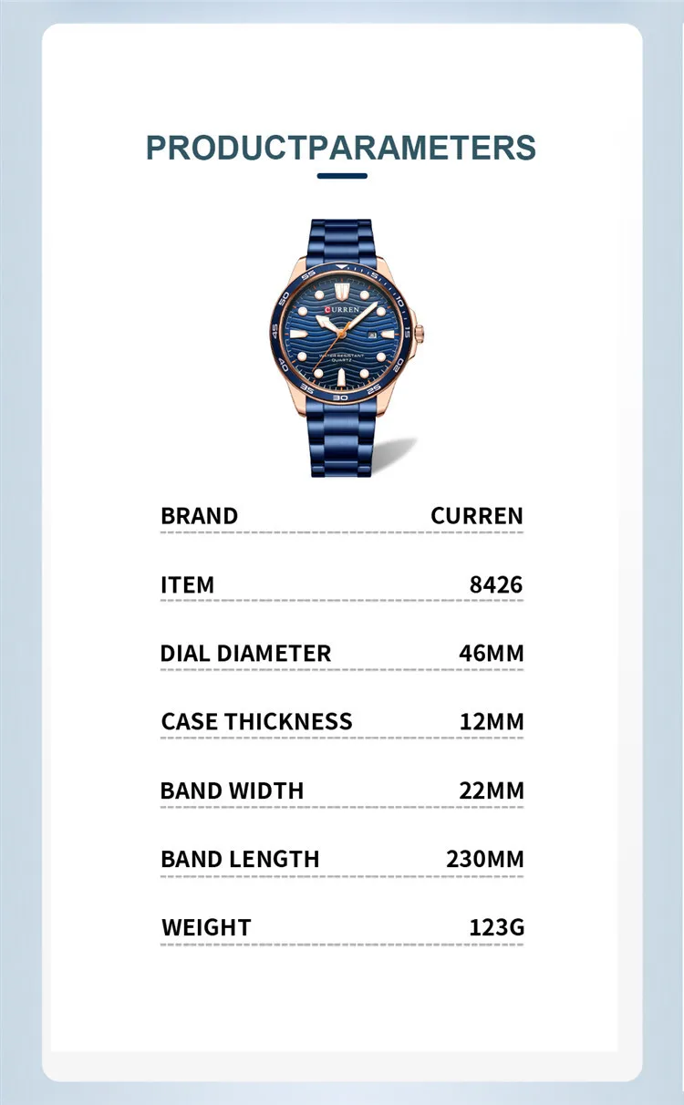 CURREN Luxury Factory Watch Men Calendar Sport Military Male Clock Brand Luxury Origianl PU Leather Steel Band Wristwatch 8208