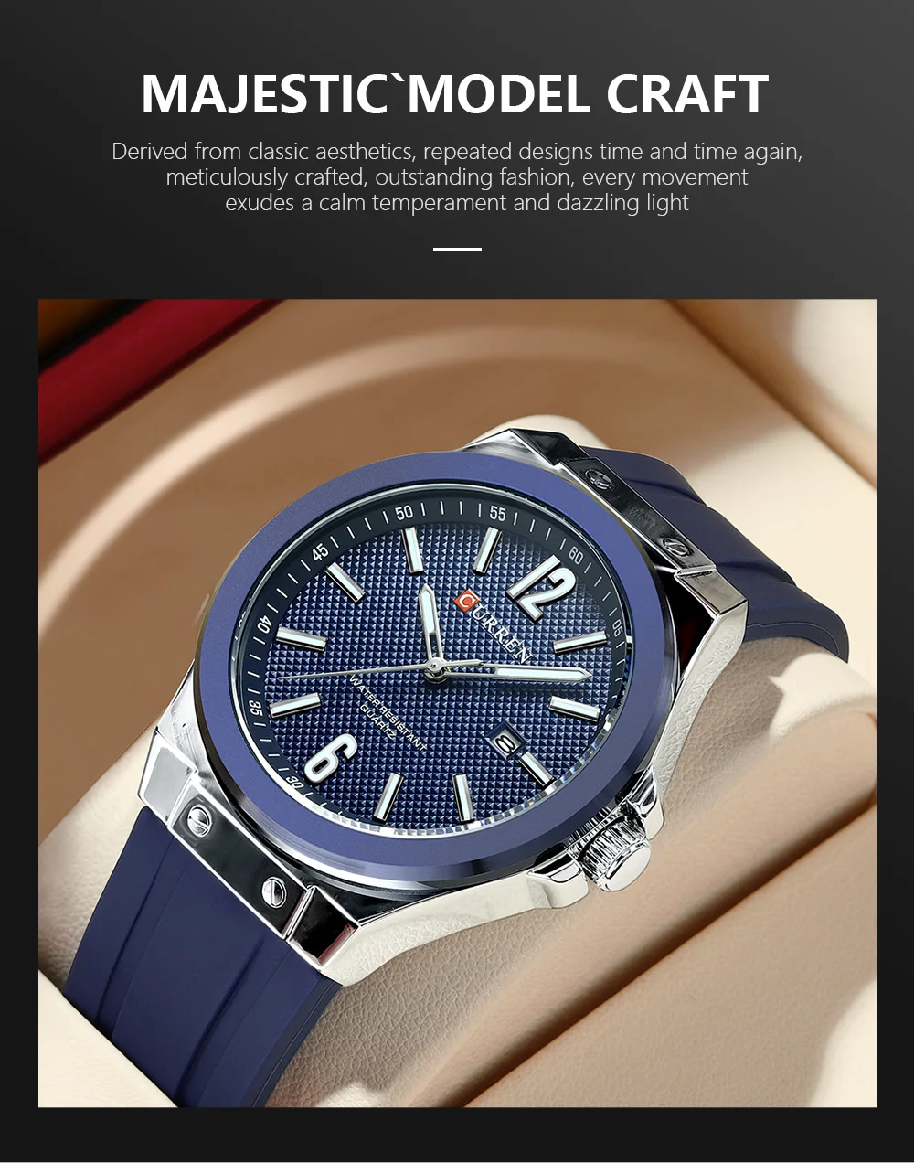 CURREN Luxury Factory Watch Men Calendar Sport Military Male Clock Brand Luxury Origianl PU Leather Steel Band Wristwatch 8208