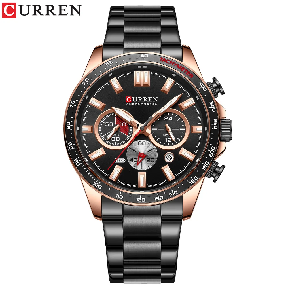 CURREN Luxury Factory Watch Men Calendar Sport Military Male Clock Brand Luxury Origianl PU Leather Steel Band Wristwatch 8208