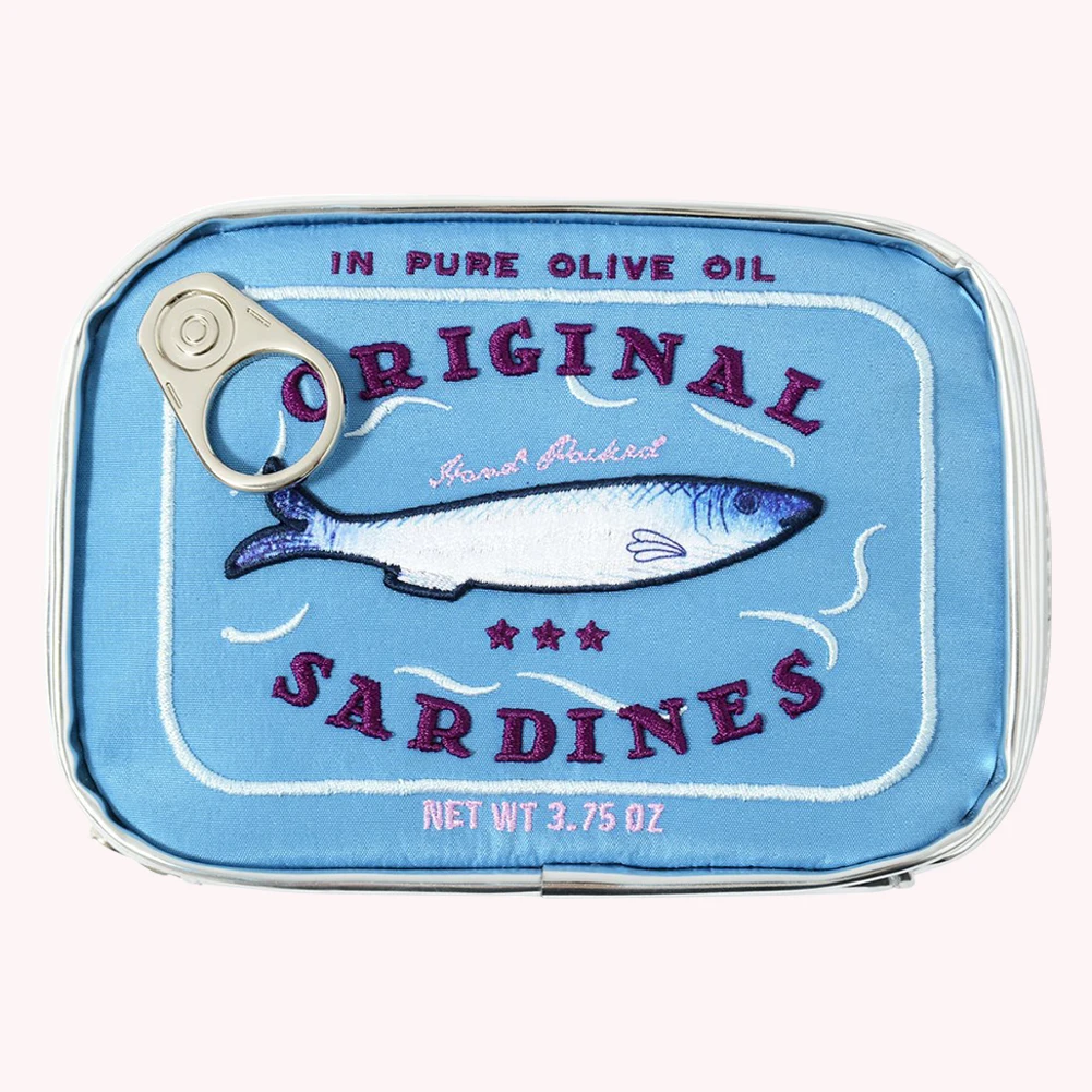 Canned Sardines Women Travel Cosmetic Bag Cute Toiletry Bag Creative Portable Fashion Zipper Multi-function for Weekend Vacation