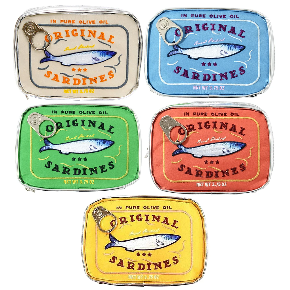 Canned Sardines Women Travel Cosmetic Bag Cute Toiletry Bag Creative Portable Fashion Zipper Multi-function for Weekend Vacation
