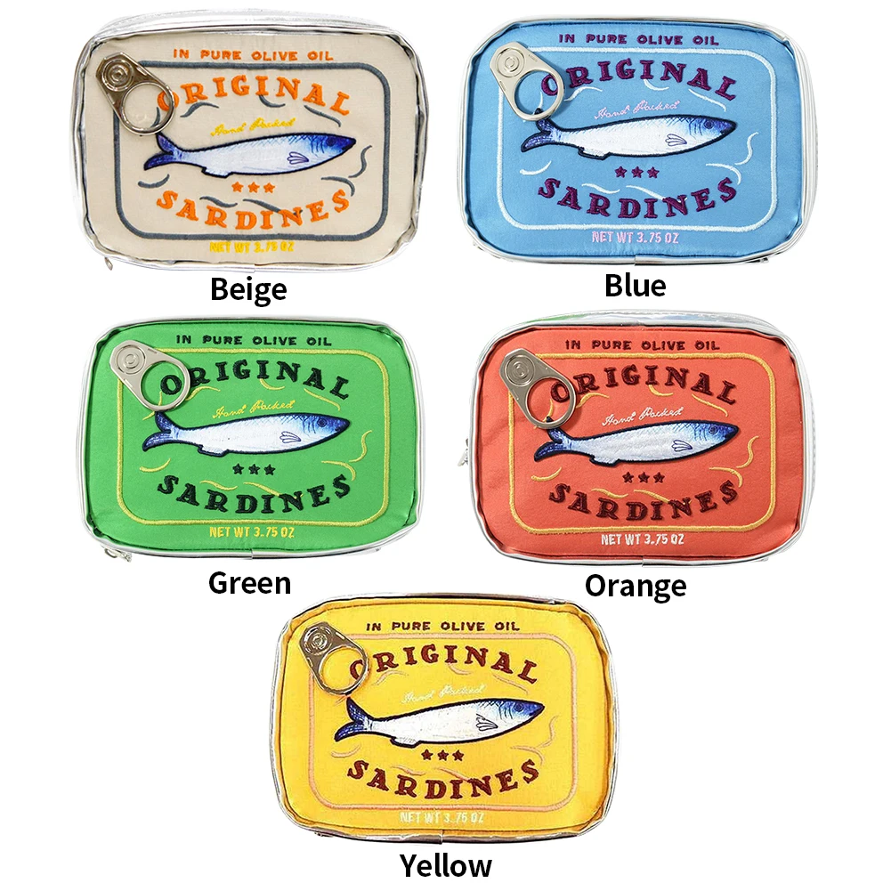 Canned Sardines Women Travel Cosmetic Bag Cute Toiletry Bag Creative Portable Fashion Zipper Multi-function for Weekend Vacation
