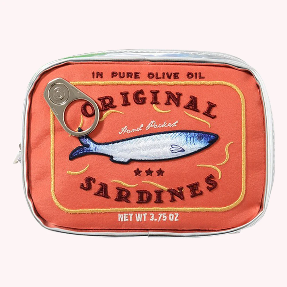 Canned Sardines Women Travel Cosmetic Bag Cute Toiletry Bag Creative Portable Fashion Zipper Multi-function for Weekend Vacation