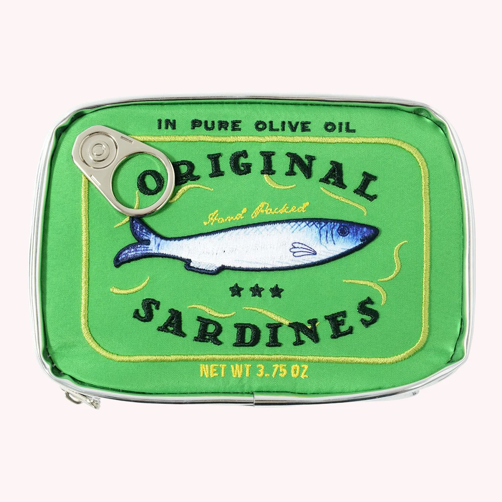 Canned Sardines Women Travel Cosmetic Bag Cute Toiletry Bag Creative Portable Fashion Zipper Multi-function for Weekend Vacation