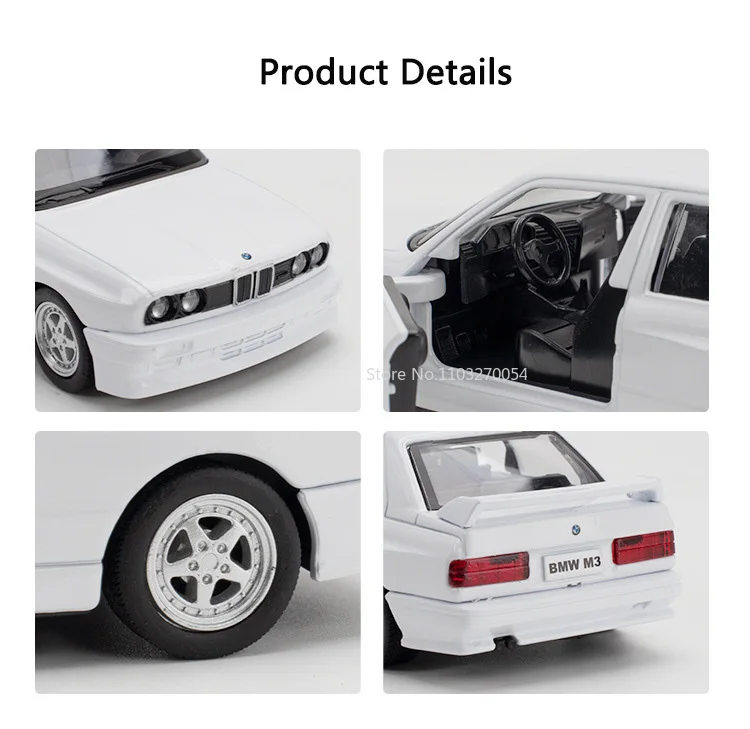 Scale 1/36 BMW M3 Alloy Model Toys Die Casting Alloy Model Door Can Be Opened Pull Back Toys Decorations Birthday Gift for Boy