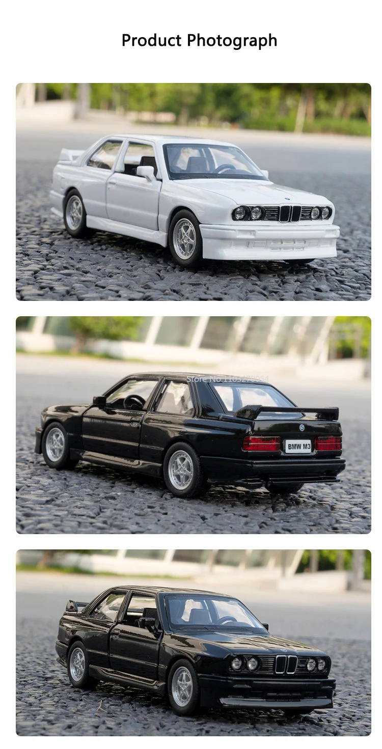 Scale 1/36 BMW M3 Alloy Model Toys Die Casting Alloy Model Door Can Be Opened Pull Back Toys Decorations Birthday Gift for Boy