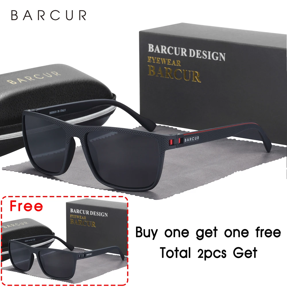 BARCUR Men Polarized Sunclasses TR90 Light Weight Fishing Travel Sun Glasses Women Outdoor Eyewear Accessory Oculos