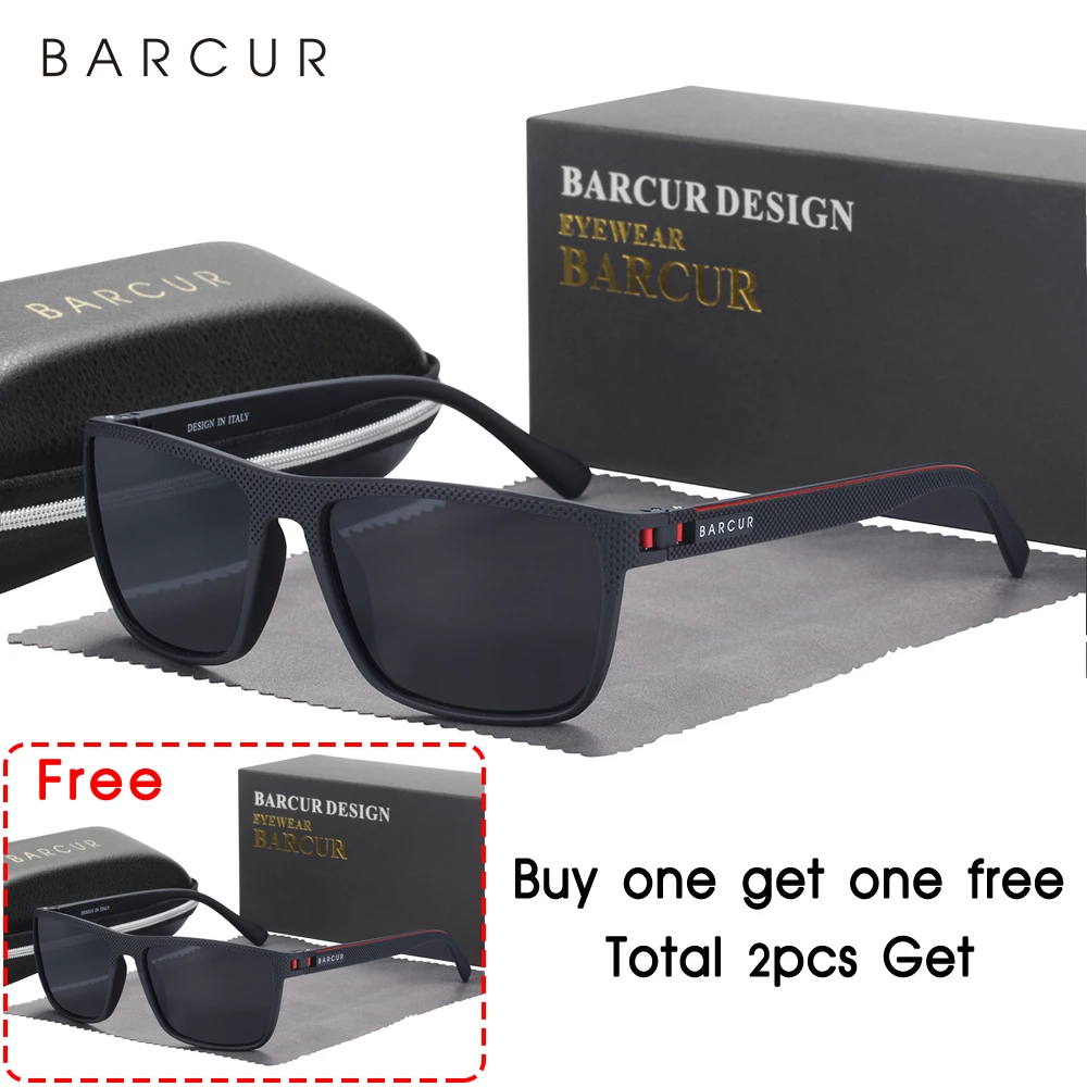 BARCUR Men Polarized Sunclasses TR90 Light Weight Fishing Travel Sun Glasses Women Outdoor Eyewear Accessory Oculos