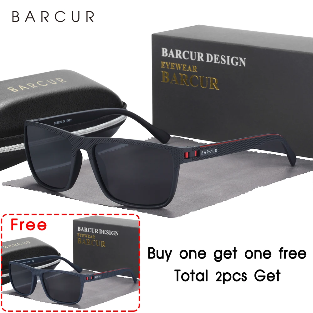 BARCUR Men Polarized Sunclasses TR90 Light Weight Fishing Travel Sun Glasses Women Outdoor Eyewear Accessory Oculos
