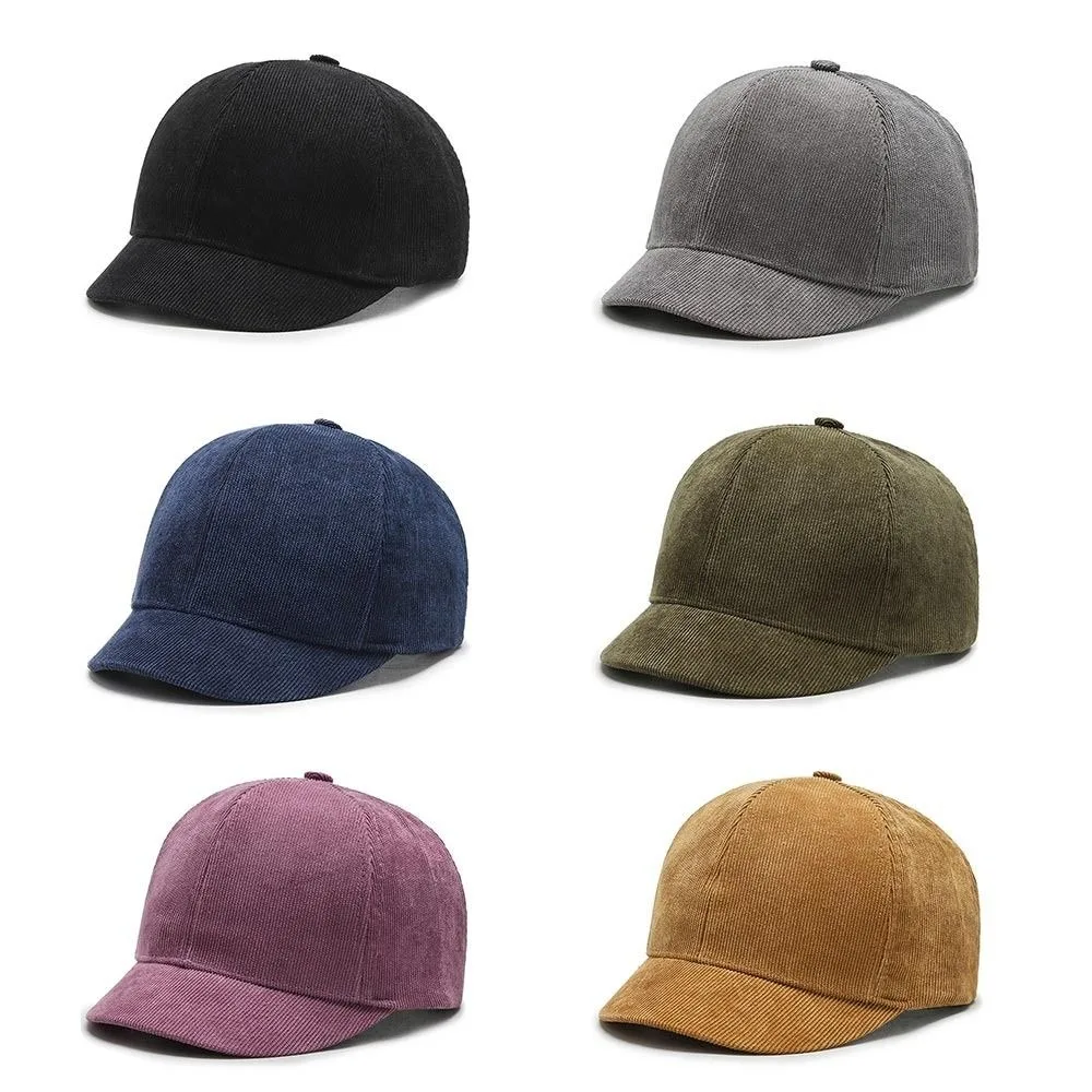 New Short Brim Solid Color Outdoor Shade Men Baseball Cap Spring Autumn Adjustable Korean Version Dad Hat Peaked Cap