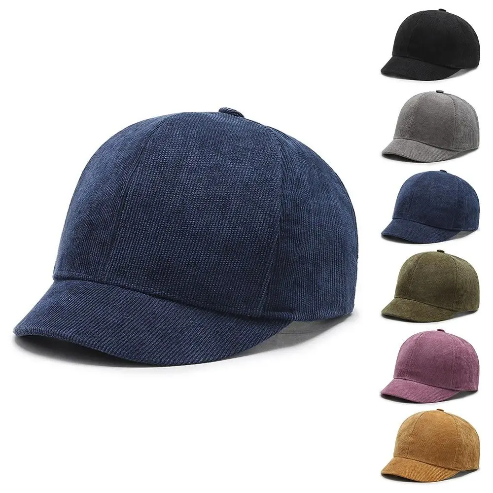 New Short Brim Solid Color Outdoor Shade Men Baseball Cap Spring Autumn Adjustable Korean Version Dad Hat Peaked Cap