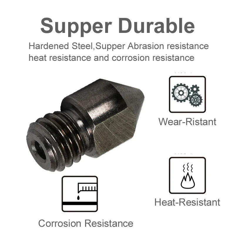 2/5/10PCS MK8 Hardened Steel Nozzles 0.2 0.4 0.6 0.8 1.0mm M6 Thread 1.75MM Filament for 3D printers Hotend CR10 Ender3