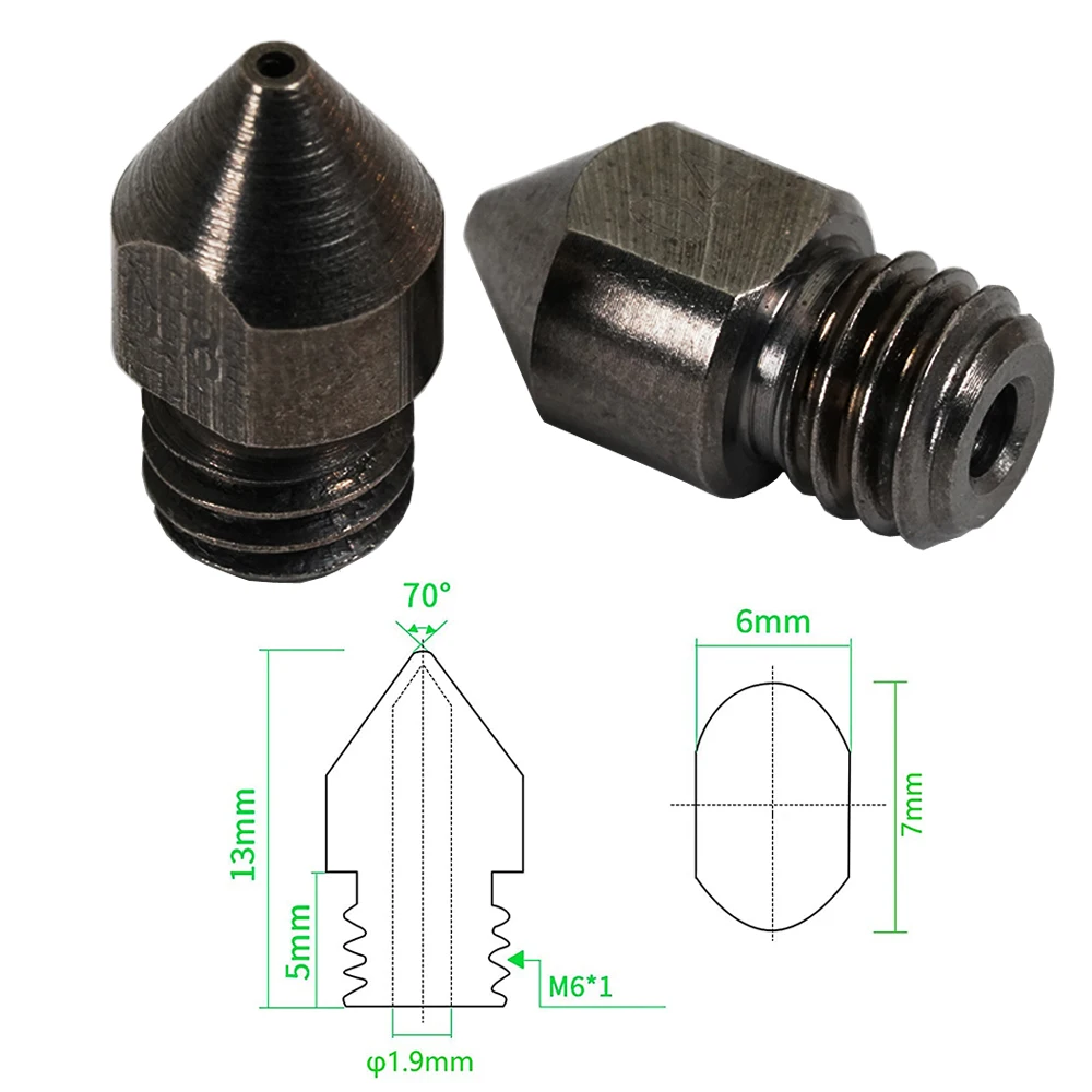 2/5/10PCS MK8 Hardened Steel Nozzles 0.2 0.4 0.6 0.8 1.0mm M6 Thread 1.75MM Filament for 3D printers Hotend CR10 Ender3