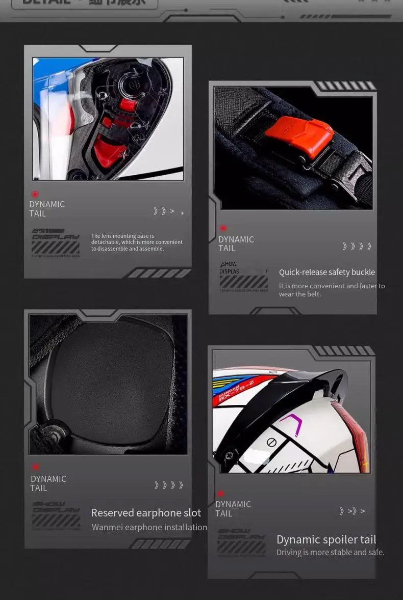 DOT Motorcycle Full Helmet Male Large Tail Retro Cruise Motorcycle Helmet Motorcycle Helmet Full Coverage to Keep Warm.