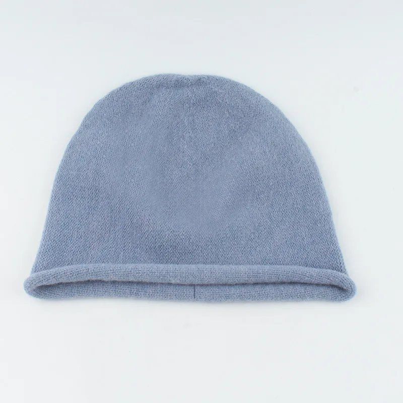 New Unisex Slouchy Edge Curl Autumn Hat Rabbit Fur Solid Color Soft Warm Beanies Winter Women's Cap Casual Skullies Gift Bonnets
