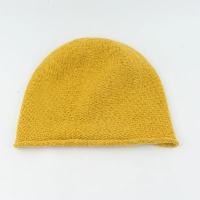 New Unisex Slouchy Edge Curl Autumn Hat Rabbit Fur Solid Color Soft Warm Beanies Winter Women's Cap Casual Skullies Gift Bonnets