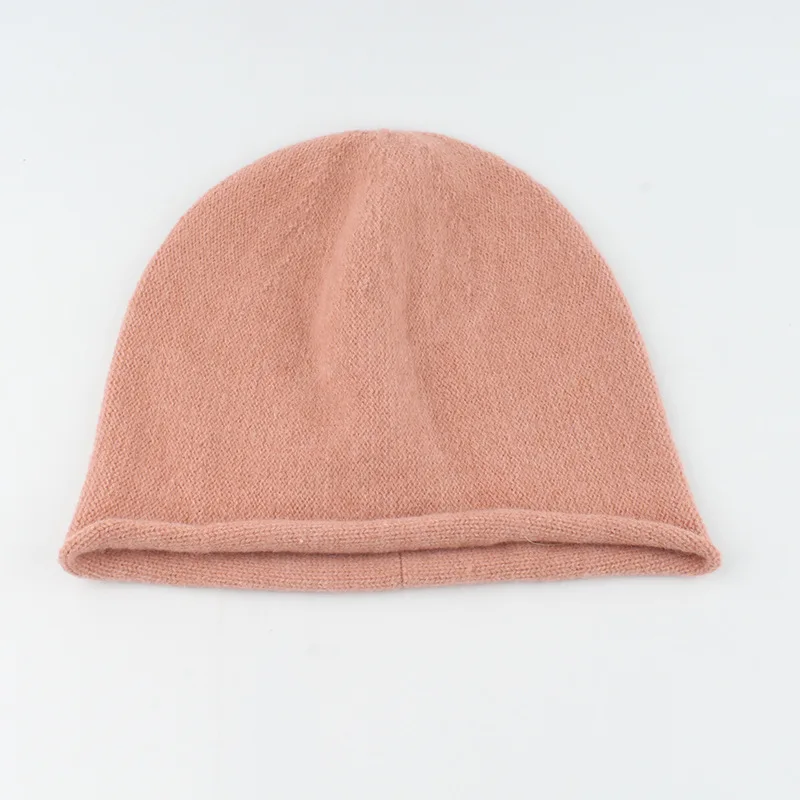 New Unisex Slouchy Edge Curl Autumn Hat Rabbit Fur Solid Color Soft Warm Beanies Winter Women's Cap Casual Skullies Gift Bonnets