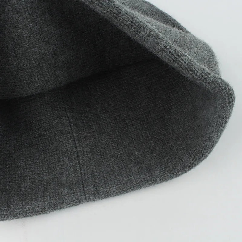 New Unisex Slouchy Edge Curl Autumn Hat Rabbit Fur Solid Color Soft Warm Beanies Winter Women's Cap Casual Skullies Gift Bonnets