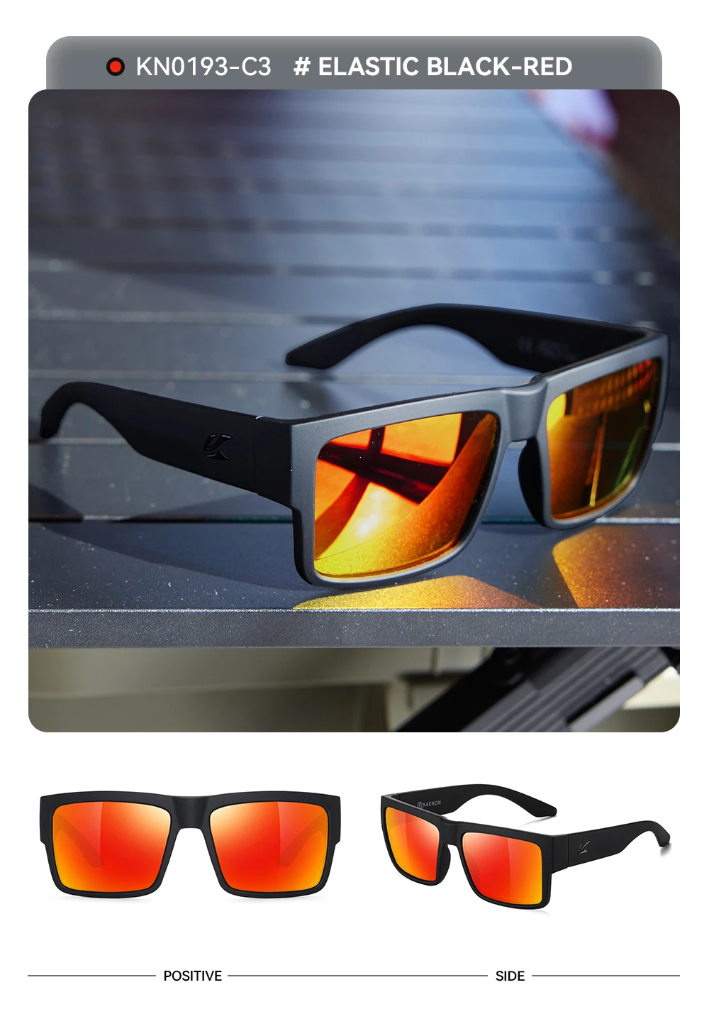 KAENON New Type Polarized Coated Sunglasses Fishing Men's Anti-Reflective Driving Sunglasses Wide Glasses Legs