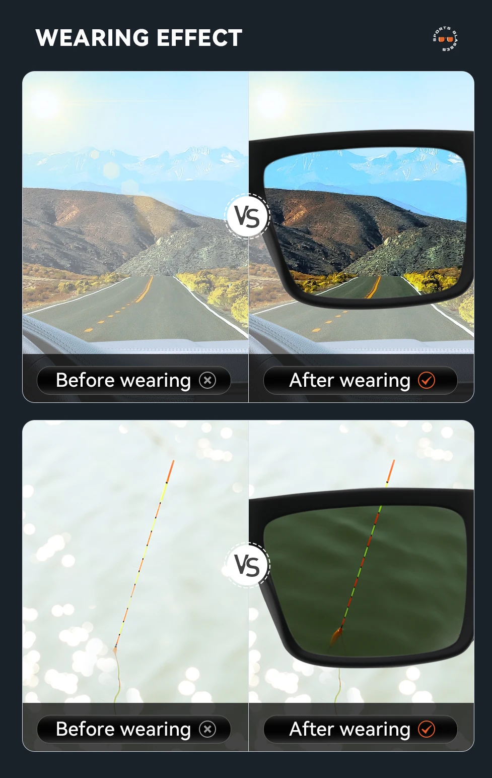 KAENON New Type Polarized Coated Sunglasses Fishing Men's Anti-Reflective Driving Sunglasses Wide Glasses Legs
