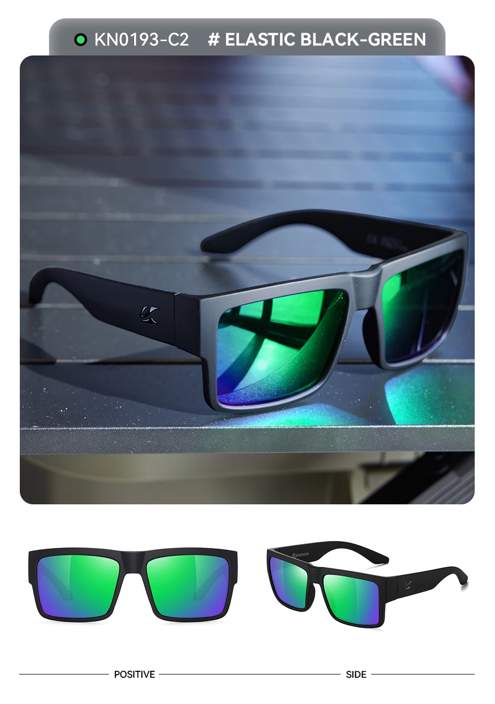 KAENON New Type Polarized Coated Sunglasses Fishing Men's Anti-Reflective Driving Sunglasses Wide Glasses Legs