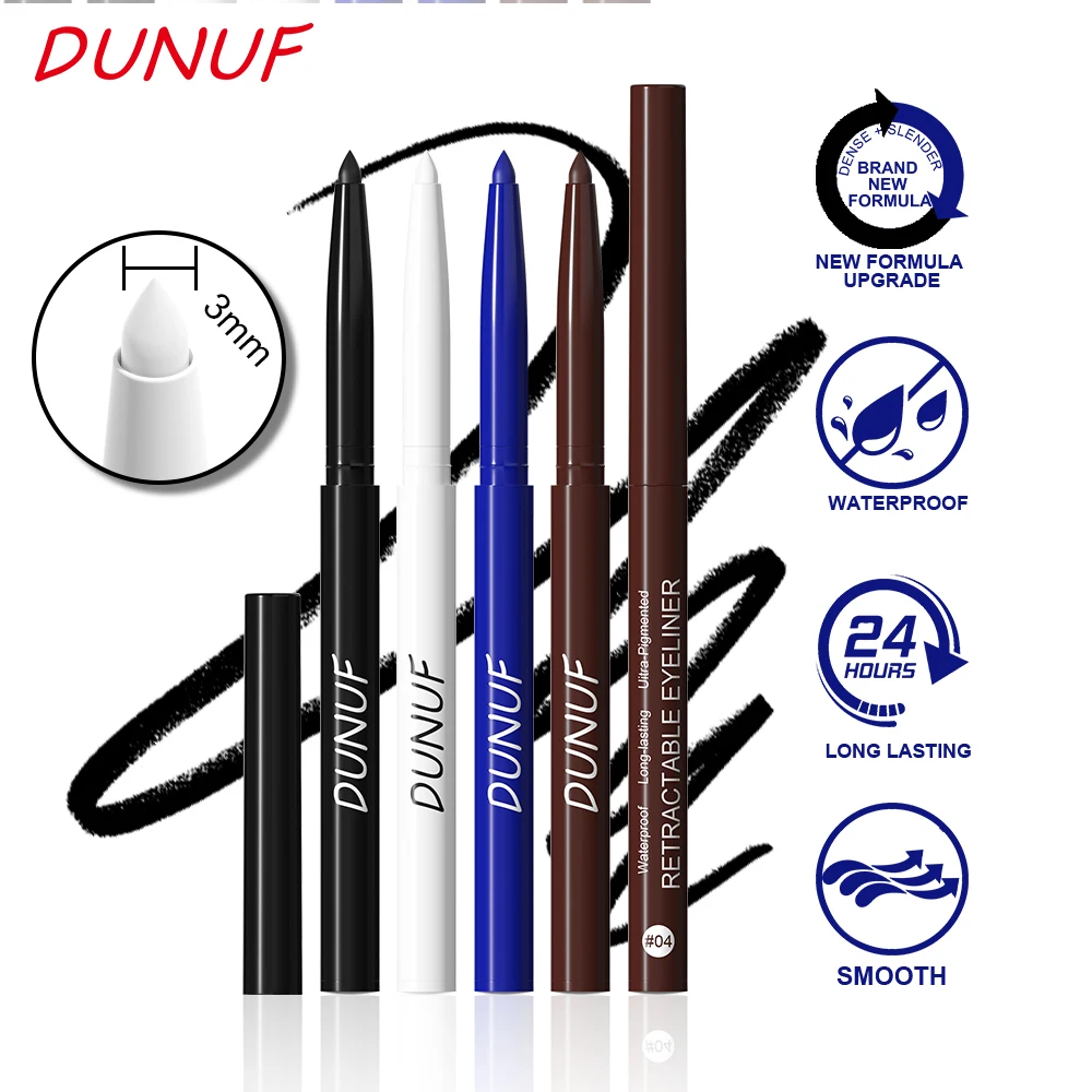 DUNUF 4 Pcs Durable Waterproof Eyeliner Pencil Non-smudging Soft Easy to Operate Sweat-proof and Easy to Color Beginner Friendly