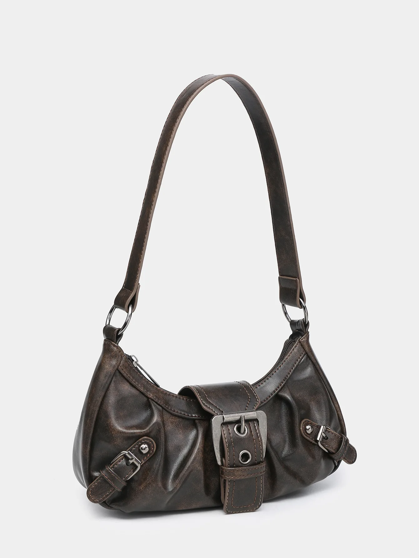 2024 Spring Hot Selling Maillard Style Retro Style Small Bag Spicy Girl Y2K Wasteland Style vintage Leather Shoulder Armpit Bag