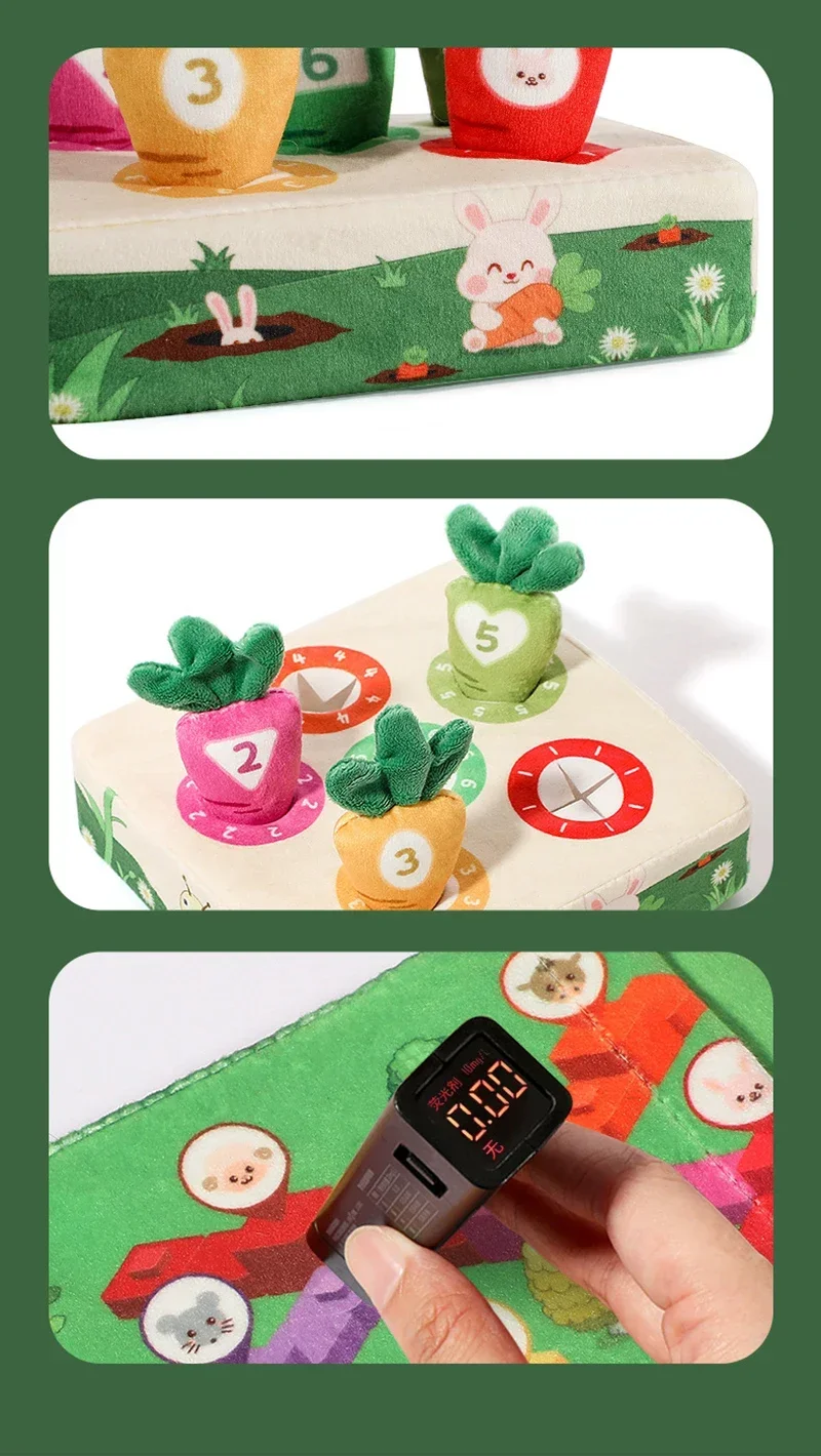 Baby Carrot Harvest Game Cotton Montessori Game Shape Color Classification Matching Puzzle Recognition 0-3 Baby Puzzle Toy