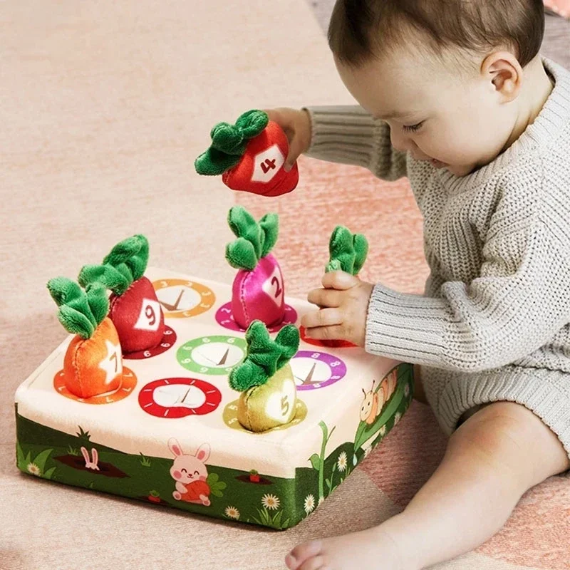 Baby Carrot Harvest Game Cotton Montessori Game Shape Color Classification Matching Puzzle Recognition 0-3 Baby Puzzle Toy