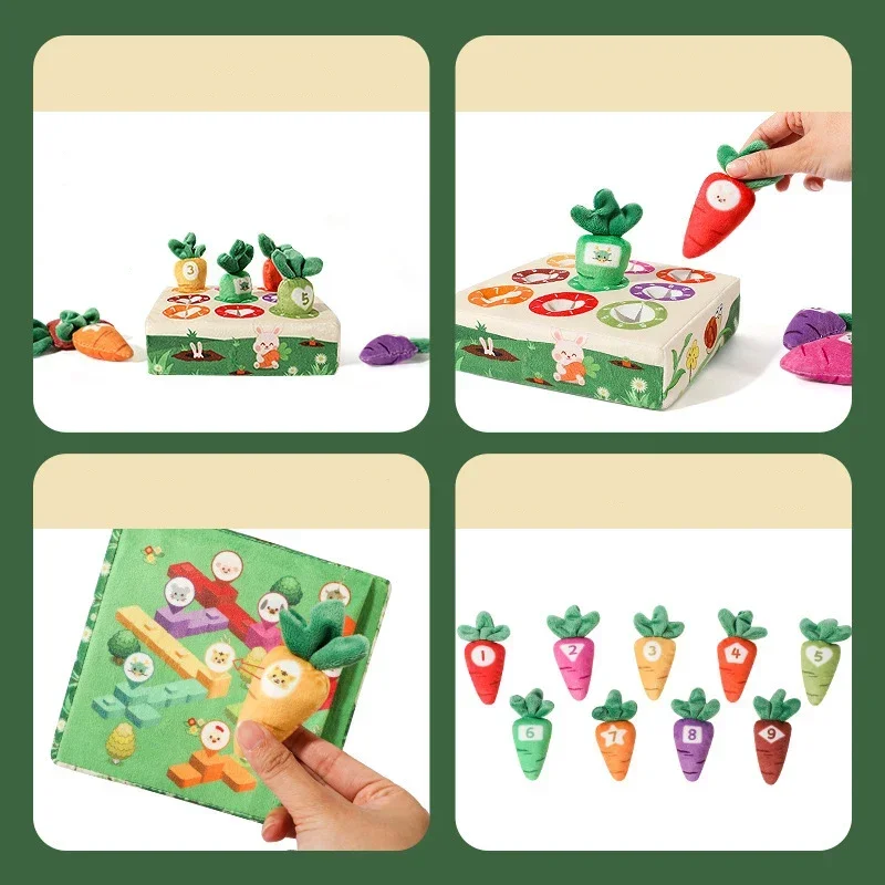 Baby Carrot Harvest Game Cotton Montessori Game Shape Color Classification Matching Puzzle Recognition 0-3 Baby Puzzle Toy