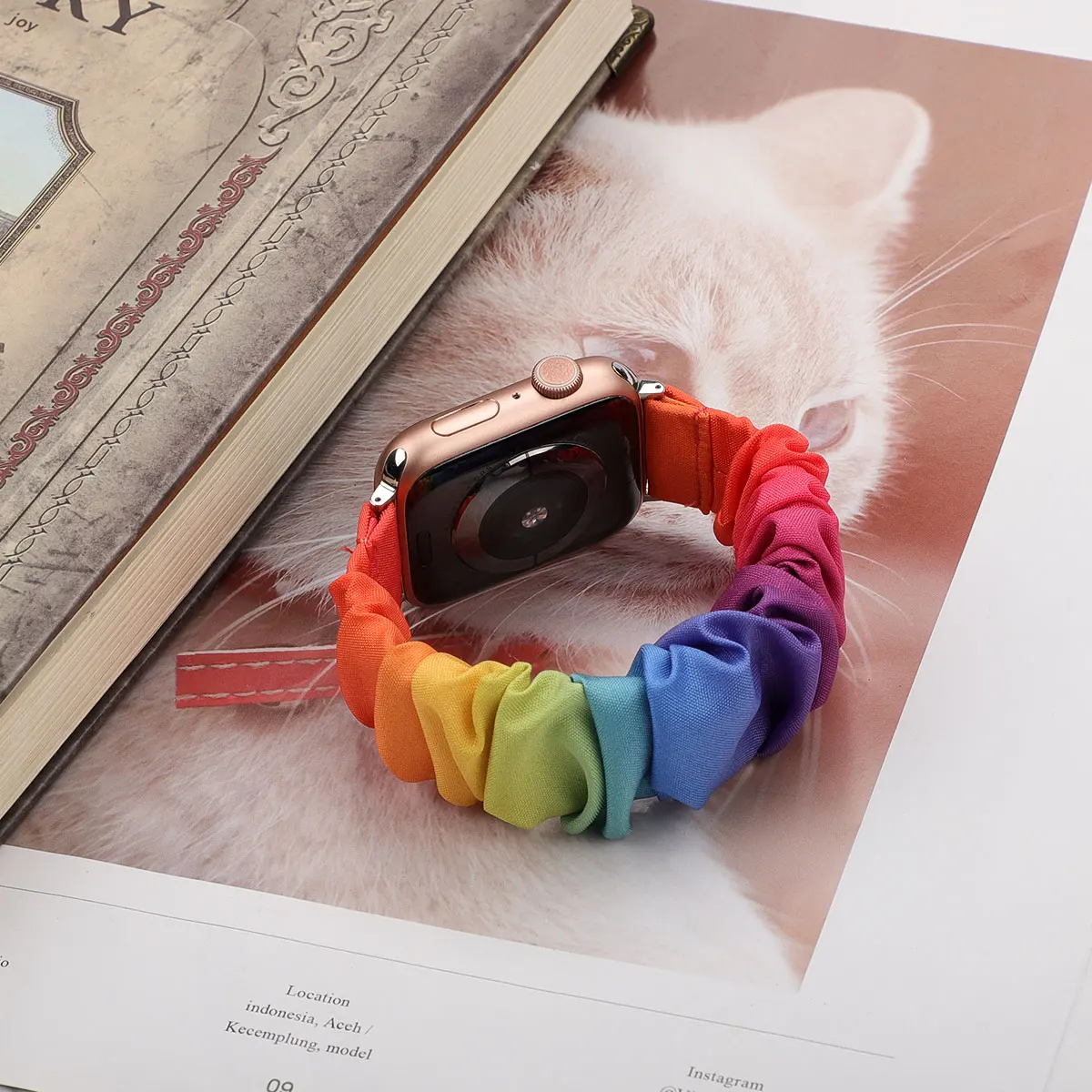 Scrunchie Compatible For Apple Watch Band 49mm 40mm 41mm 38/42mm 44mm 45mm Cute Printed Elastic For iWatch Series 9 8 7 6 5 3 SE