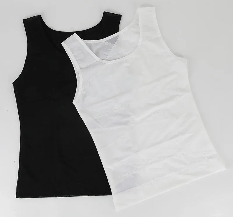 Mens Slimming Body Shaper Vest Gynecomastia Compression Shirts Tummy Control Sleeveless Undershirts Criss Cross Mesh Underwear