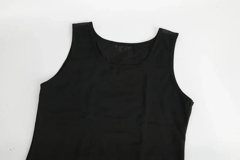 Mens Slimming Body Shaper Vest Gynecomastia Compression Shirts Tummy Control Sleeveless Undershirts Criss Cross Mesh Underwear