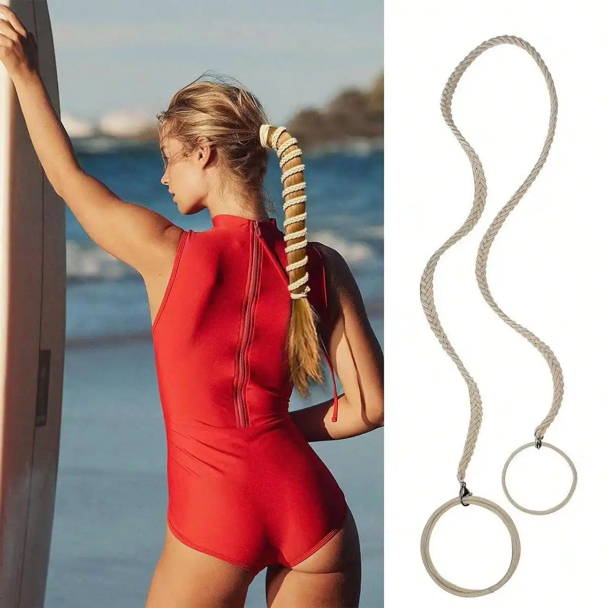 1pc Elastic sports ponytail anchor braid fried dough twisted hair rope sports headband, windproof and suitable for outdoor sport