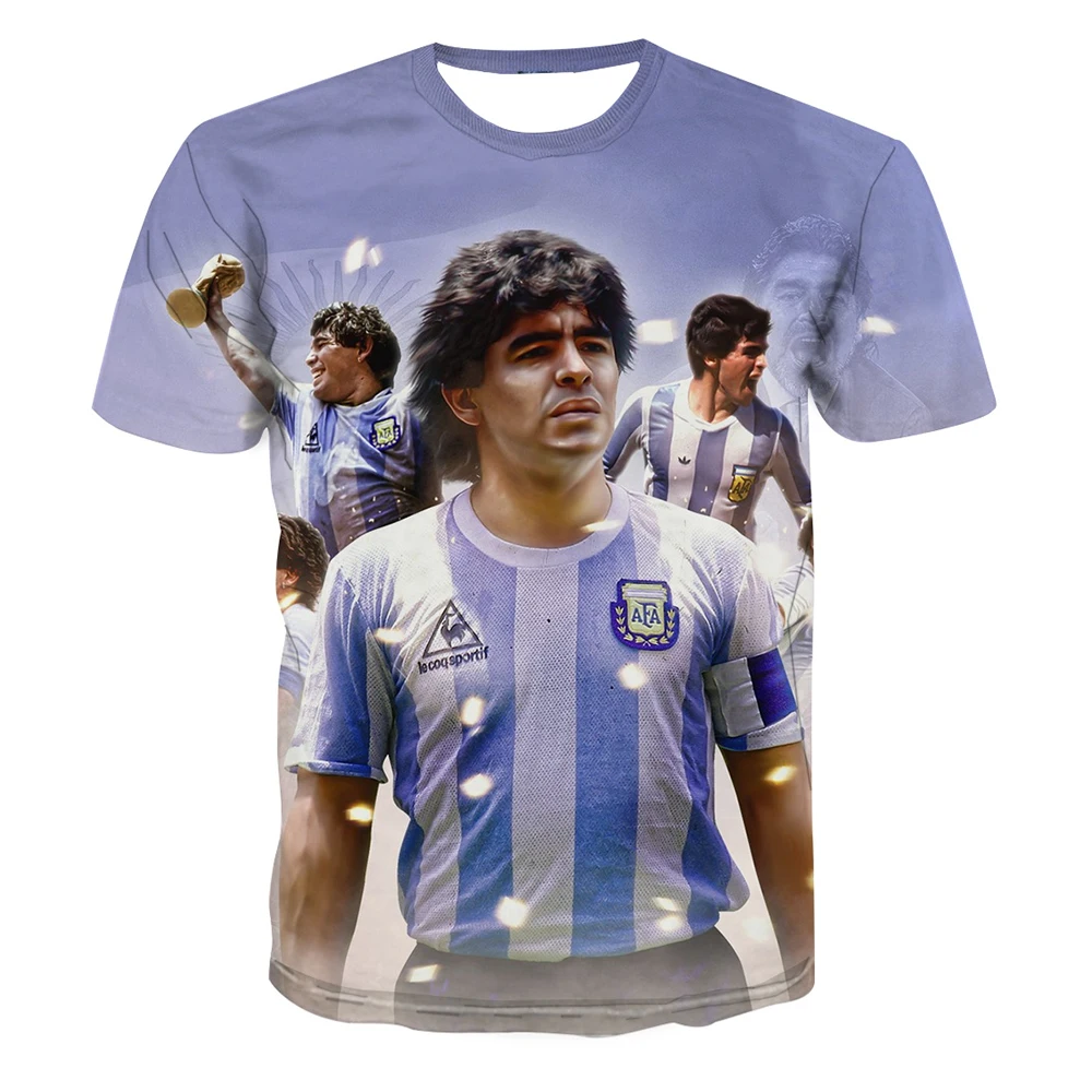 Summer hot selling fashionable football star creative 3D printing support football fan personalized casual T-shirt