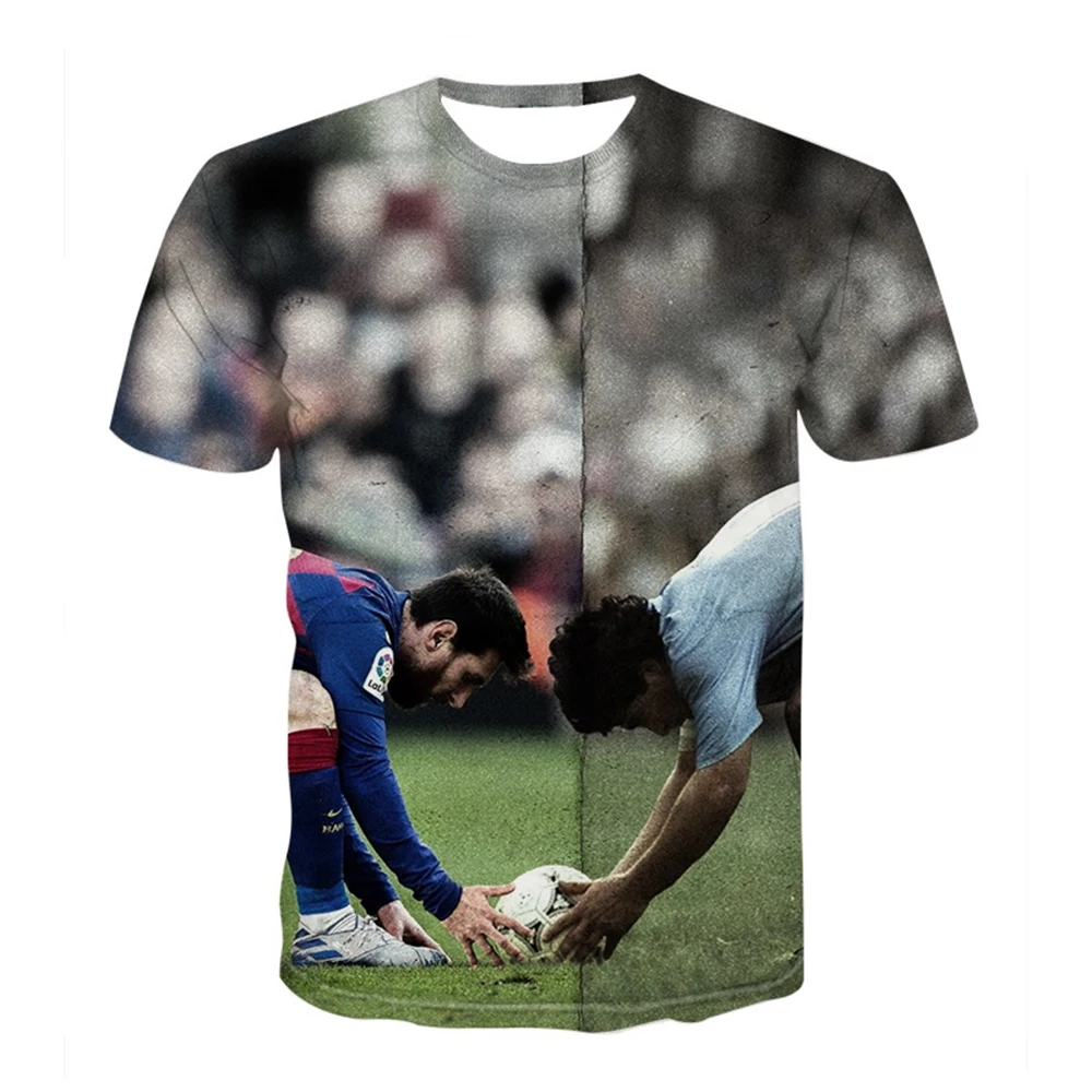 Summer hot selling fashionable football star creative 3D printing support football fan personalized casual T-shirt