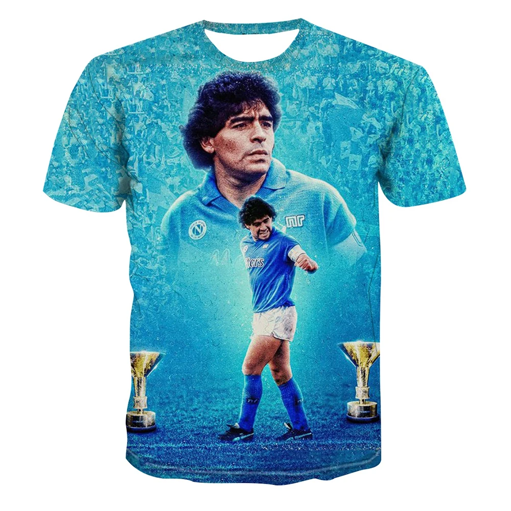 Summer hot selling fashionable football star creative 3D printing support football fan personalized casual T-shirt