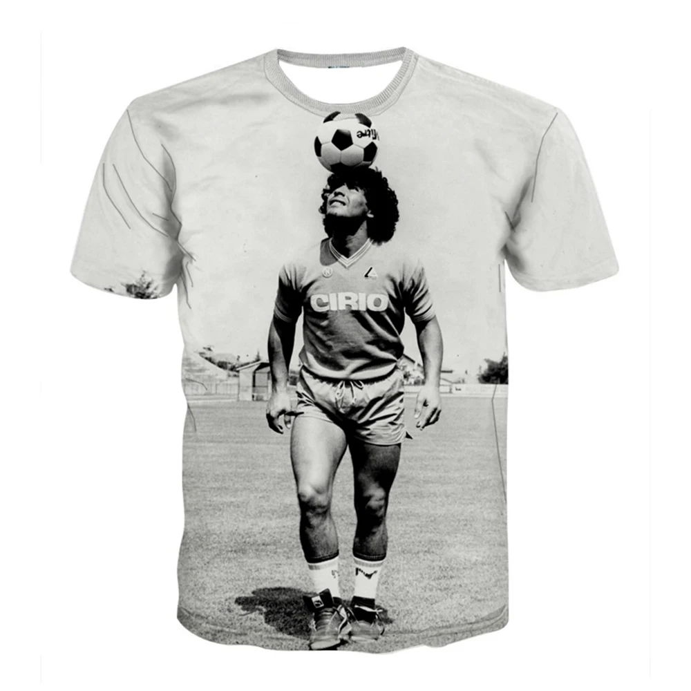 Summer hot selling fashionable football star creative 3D printing support football fan personalized casual T-shirt