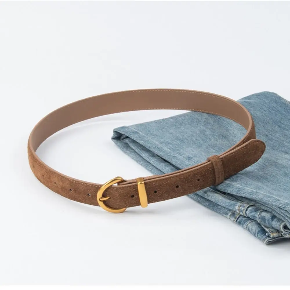 Women Luxury Design Suede Leather Belt Casual Versatile Business Waist Strap Trendy Pin Buckle Waistband