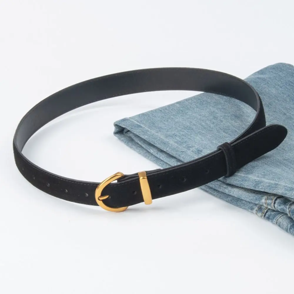 Women Luxury Design Suede Leather Belt Casual Versatile Business Waist Strap Trendy Pin Buckle Waistband