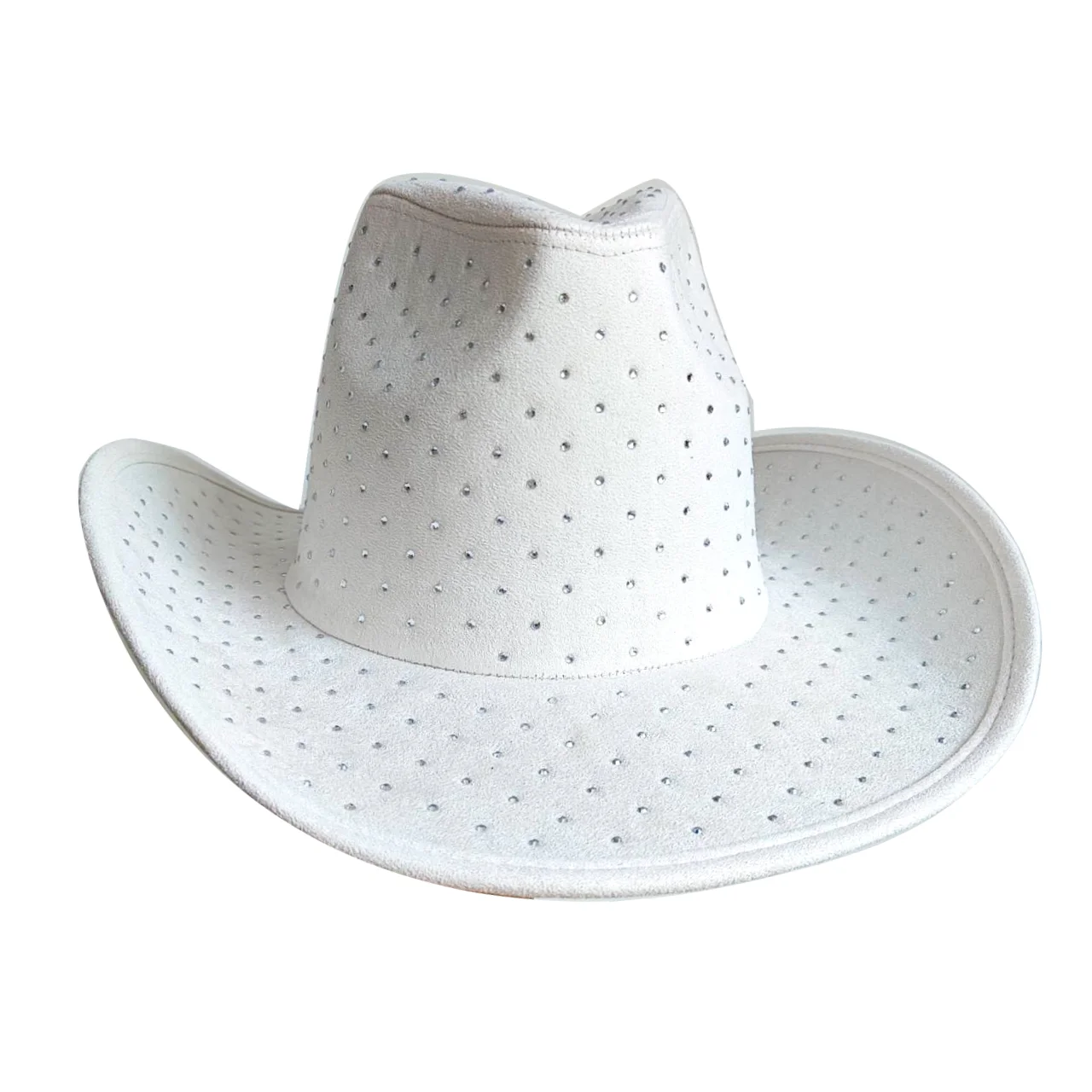 Cowboy hat with rhinestones drawstring spring and autumn fisherman hat men and women curled brim outdoor western cowboy hat