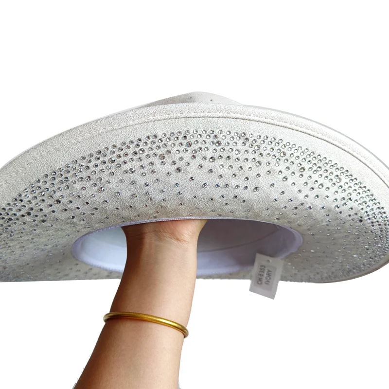 Cowboy hat with rhinestones drawstring spring and autumn fisherman hat men and women curled brim outdoor western cowboy hat